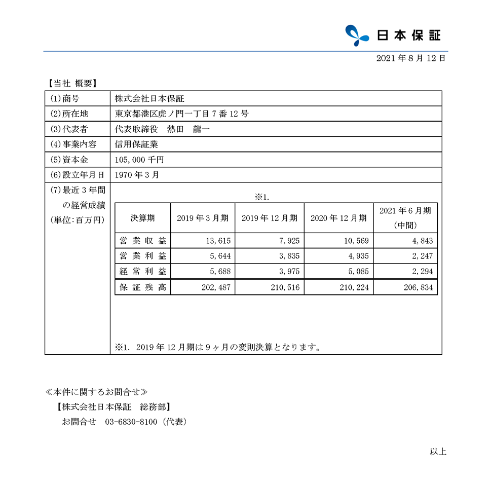 日本保証 業績について